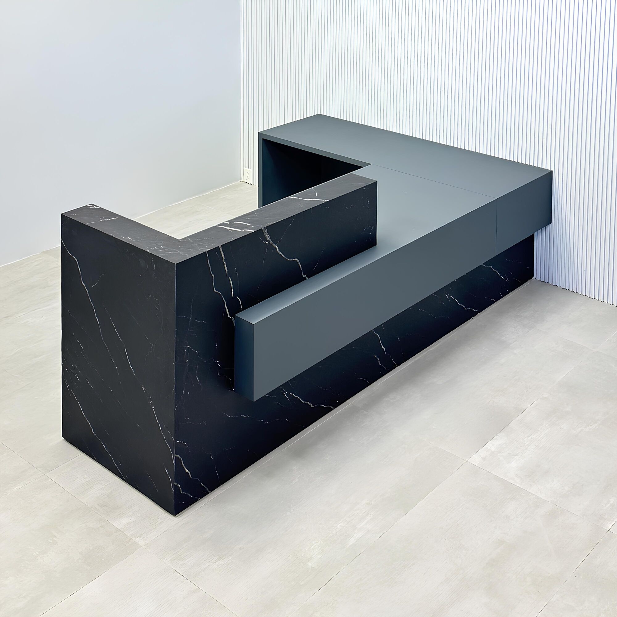 Atlanta L-Shape ADA Reception Desk with Gray Traceless Laminate Desk  - 108 In. - Stock #305