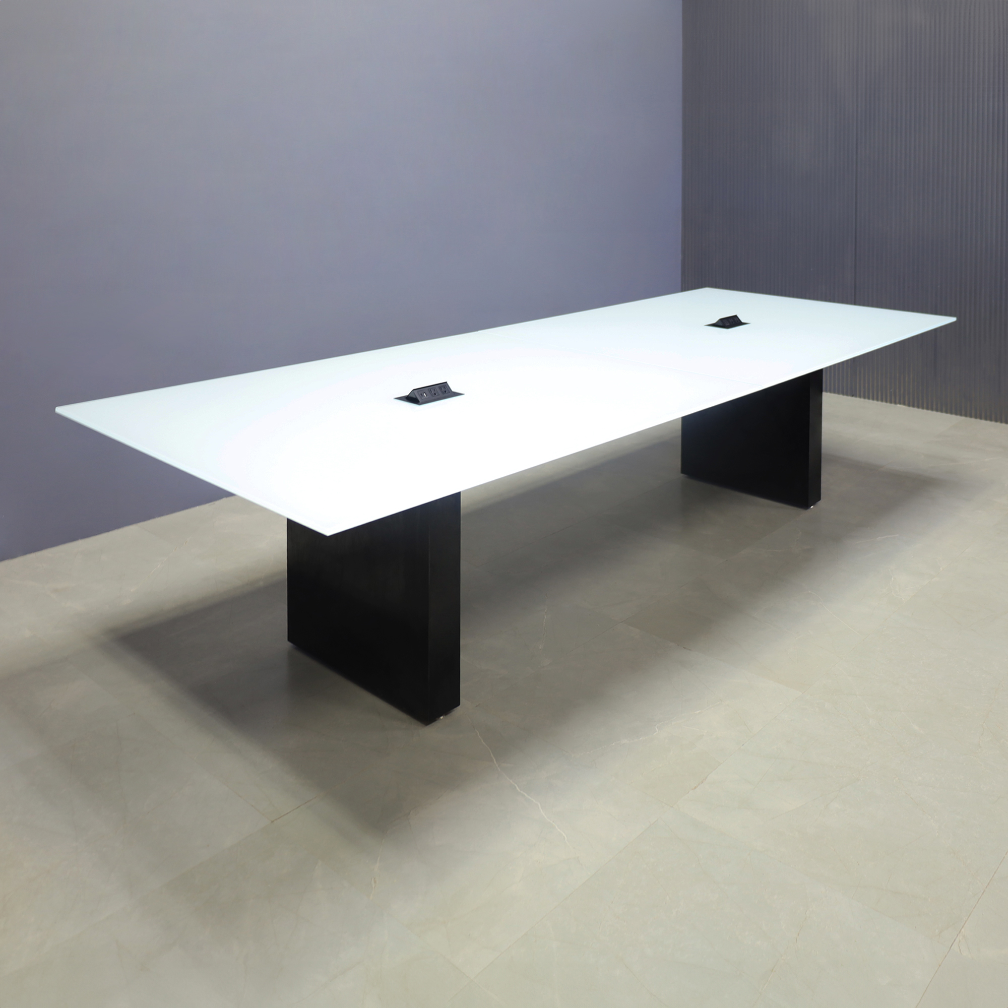Omaha Rectangular Conference Table With Tempered Glass Top and X1 Base