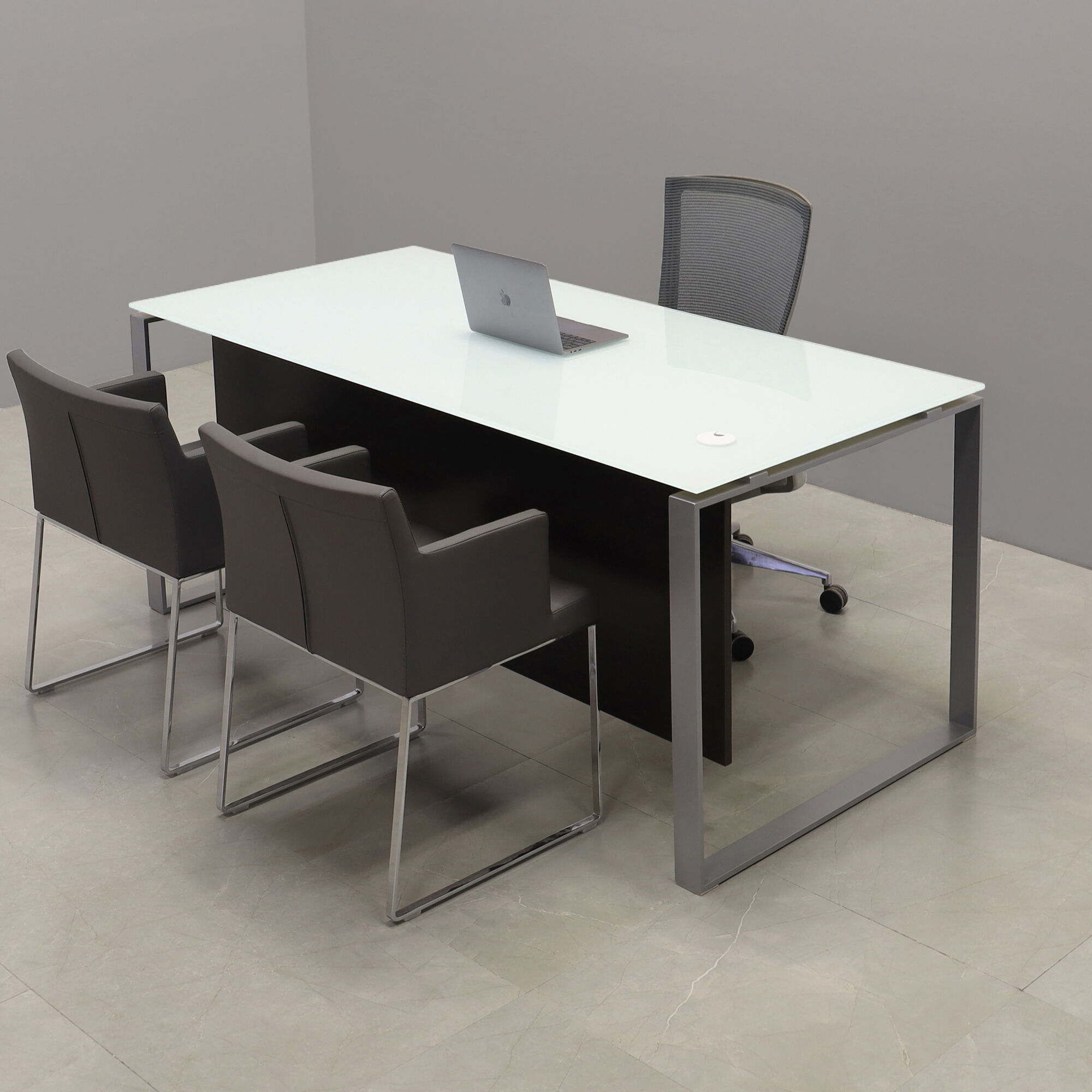 Aspen Straight Executive Desk With Tempered Glass Top