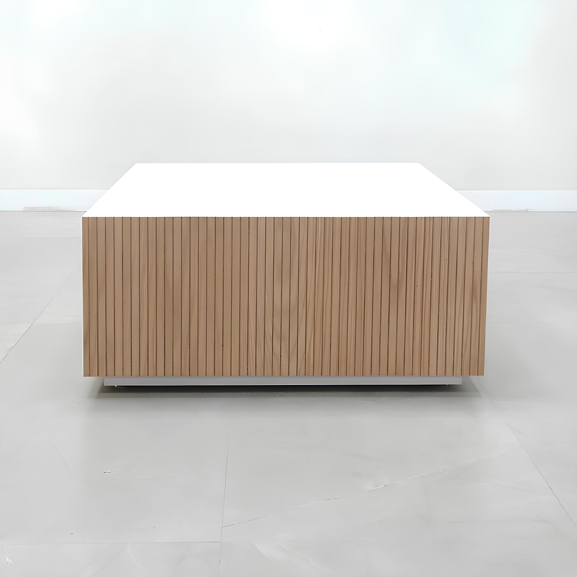 Norfolk Square Lobby Table in White Matte Laminate Top - 36 In. - Stock #49
