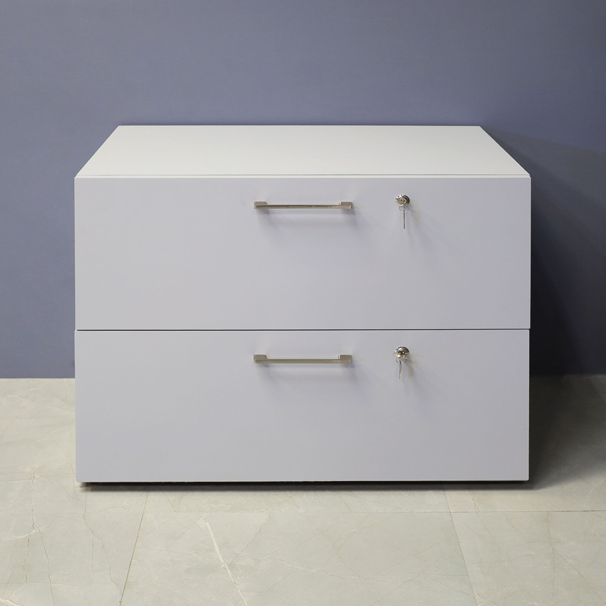30-inch height Naples Lateral File Cabinet in folkstone gray matte laminate cabinet.