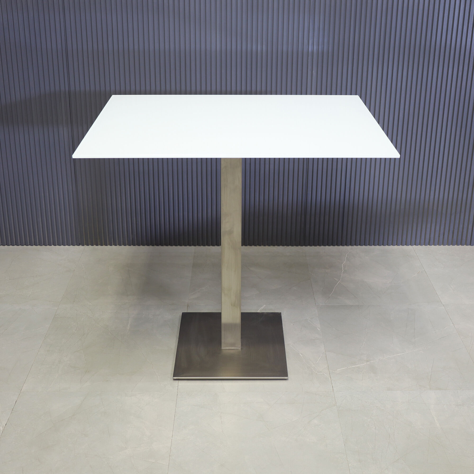 California Rectangular Bar Table in White Tempered Glass Top - 42 In. - Stock #30
