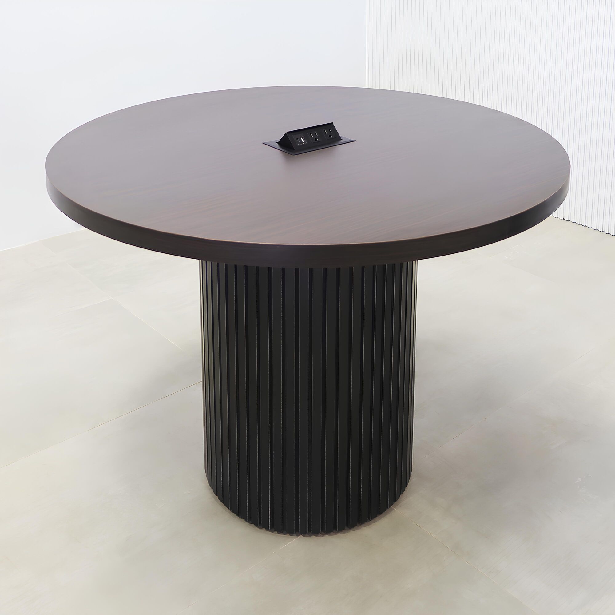 Newton Round Conference Table with X2 Base with Ebony Recon Matte Laminate Top - 42 Dia. - Stock #143 - #145