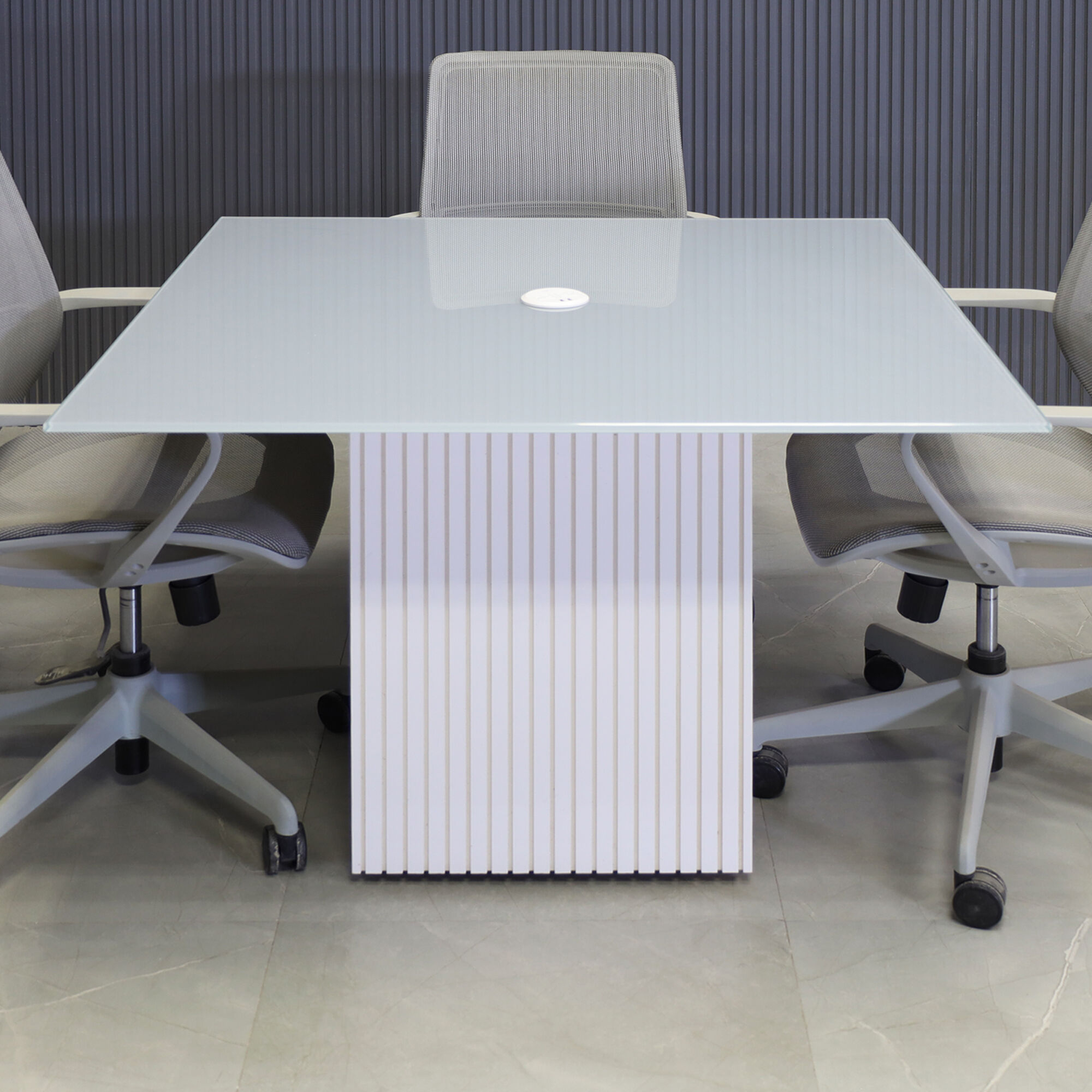 Omaha Square Conference Table in Light Gray Tempered Glass Top - 42 In. - Stock #31