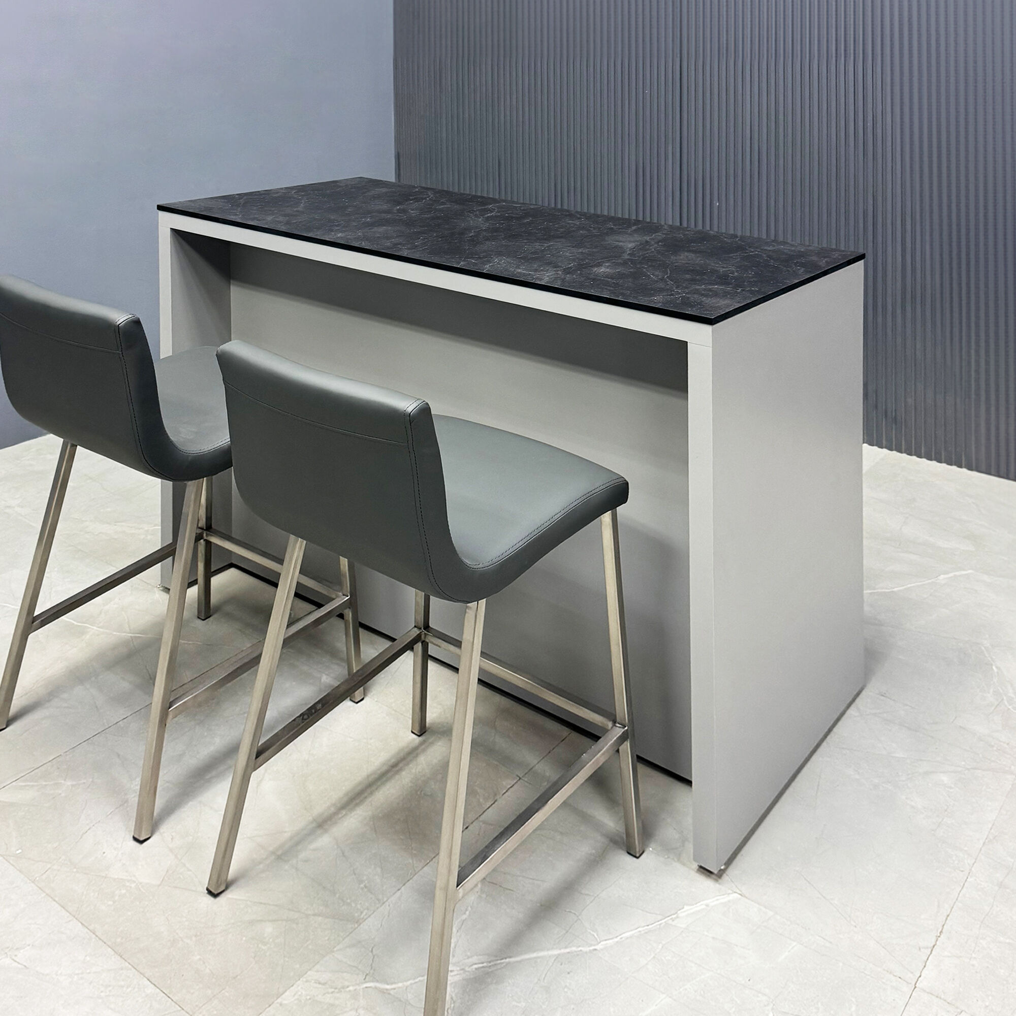 Custom Bar Island Table in Black Amani Engineered Surface Top - 48 In. - Stock #48