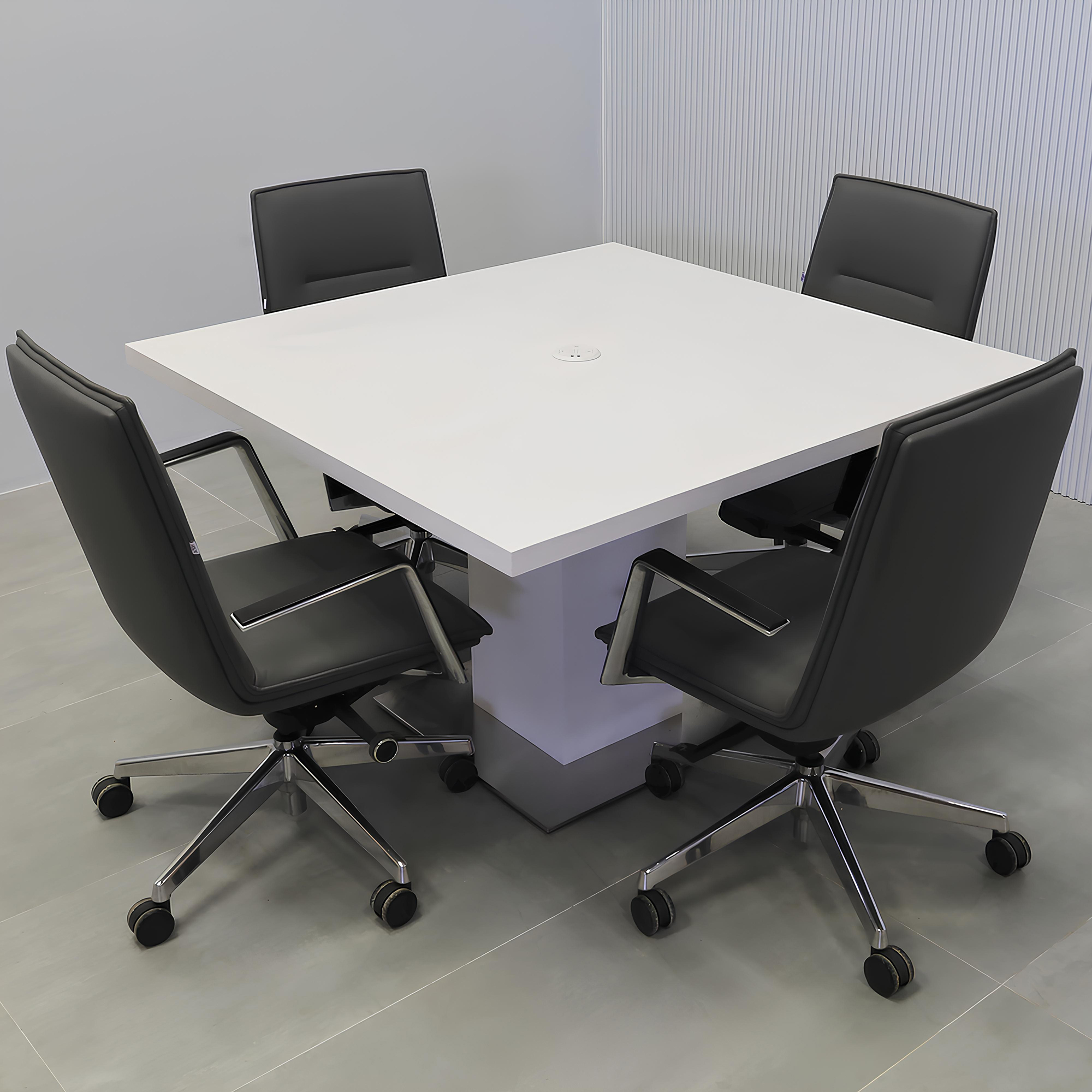 California X2 Square Conference Table in White Matte PVC - 48 In. - Stock #114