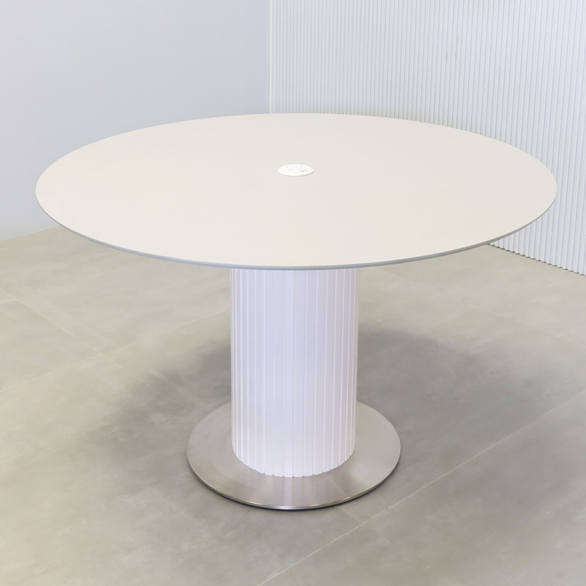 Aurora Round Conference Table with Light Gray Engineered Surface Top  - 50 In. - Stock #128