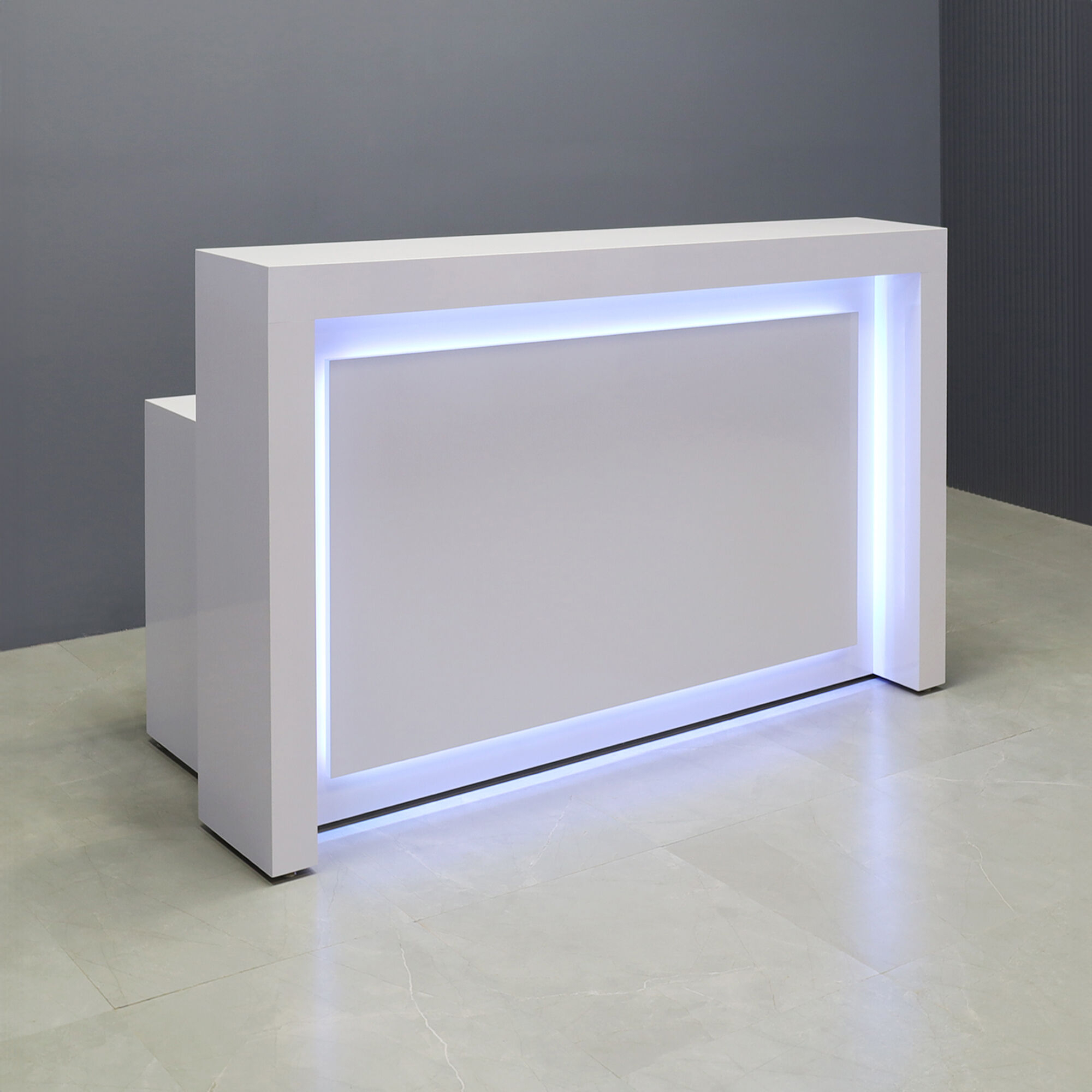 New York Straight Reception Desk In White Gloss Laminate - 60 In. - Stock #314