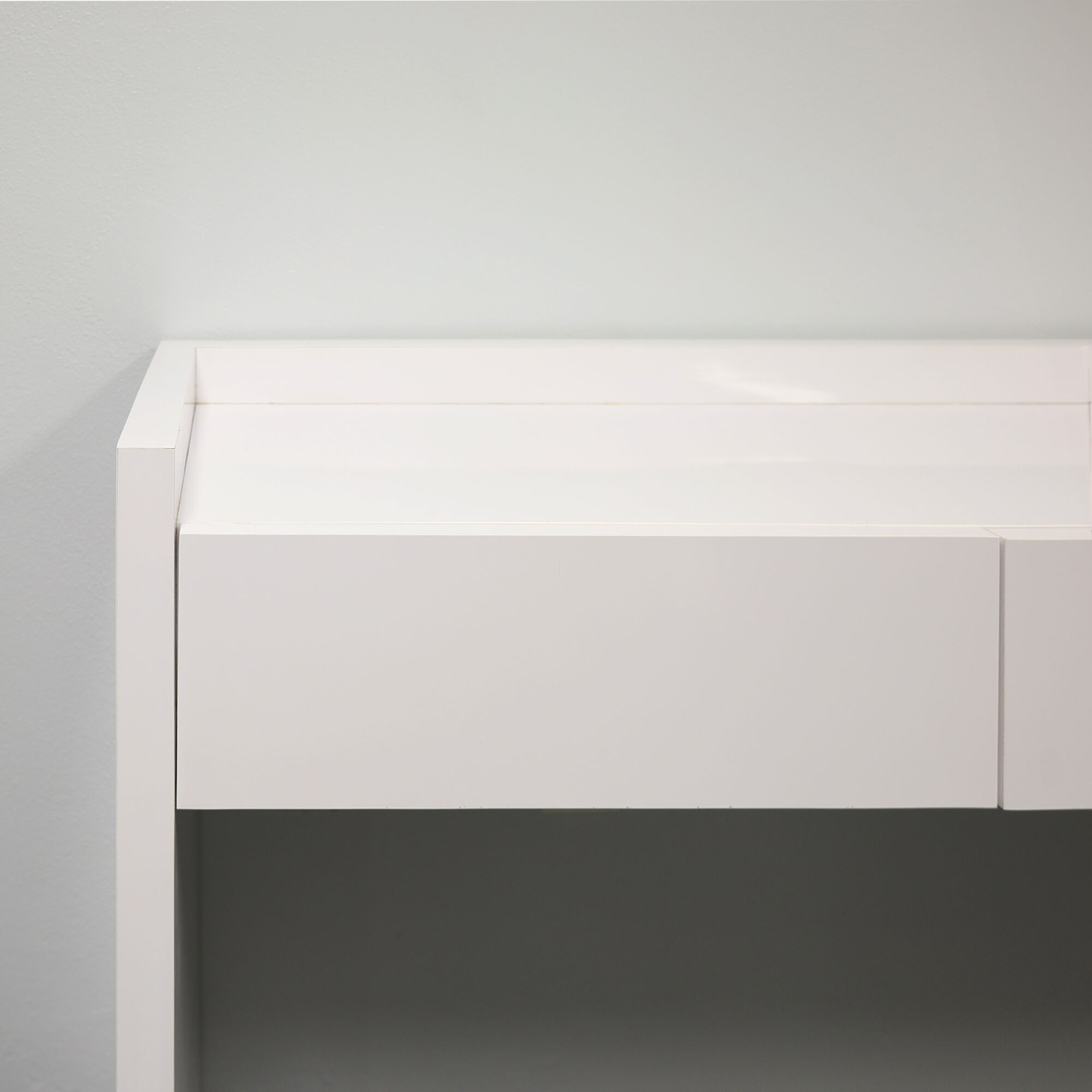 60-inch Avenue Console Table in white gloss laminate console.