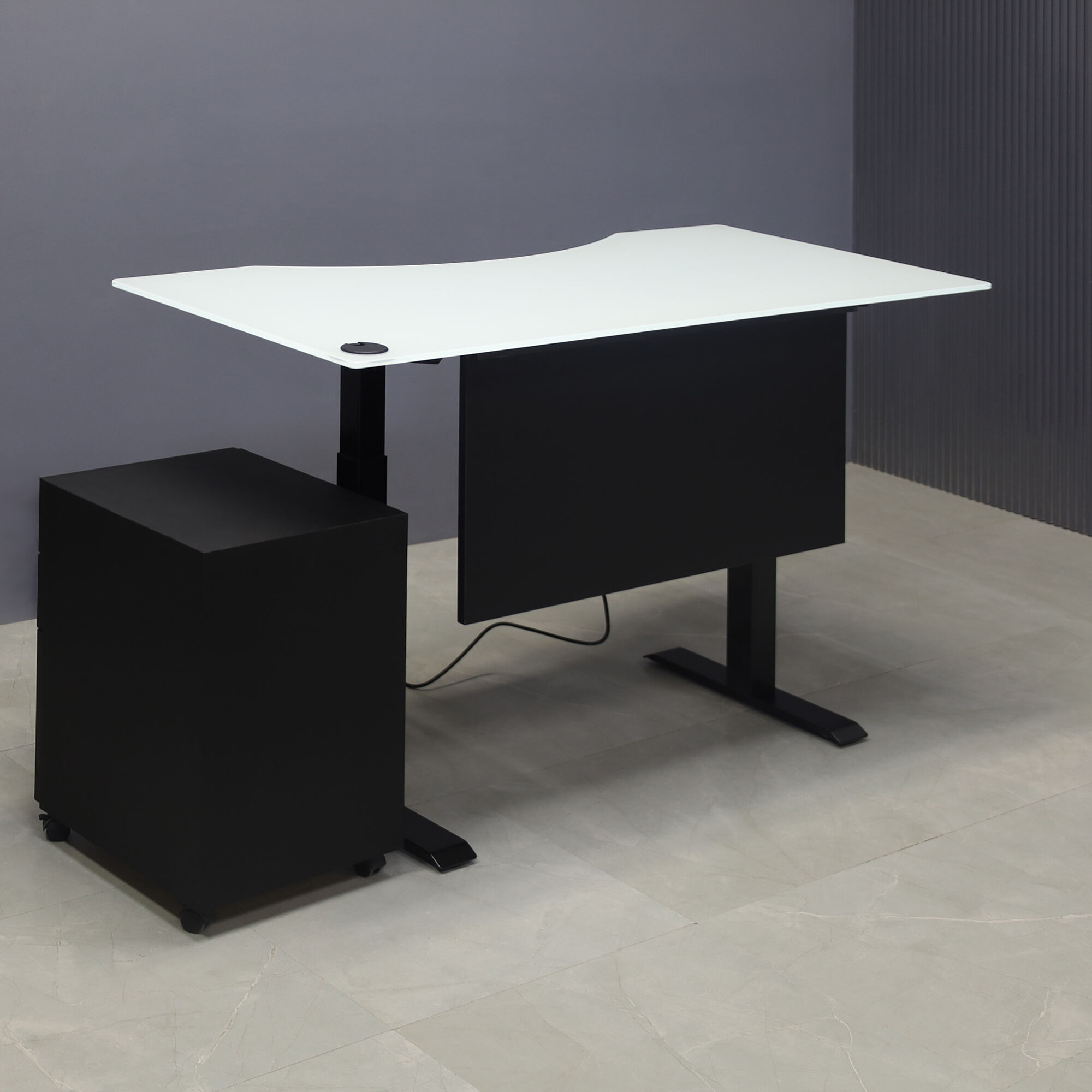 aXis Sit-stand Executive Desk with Tempered Glass Top 