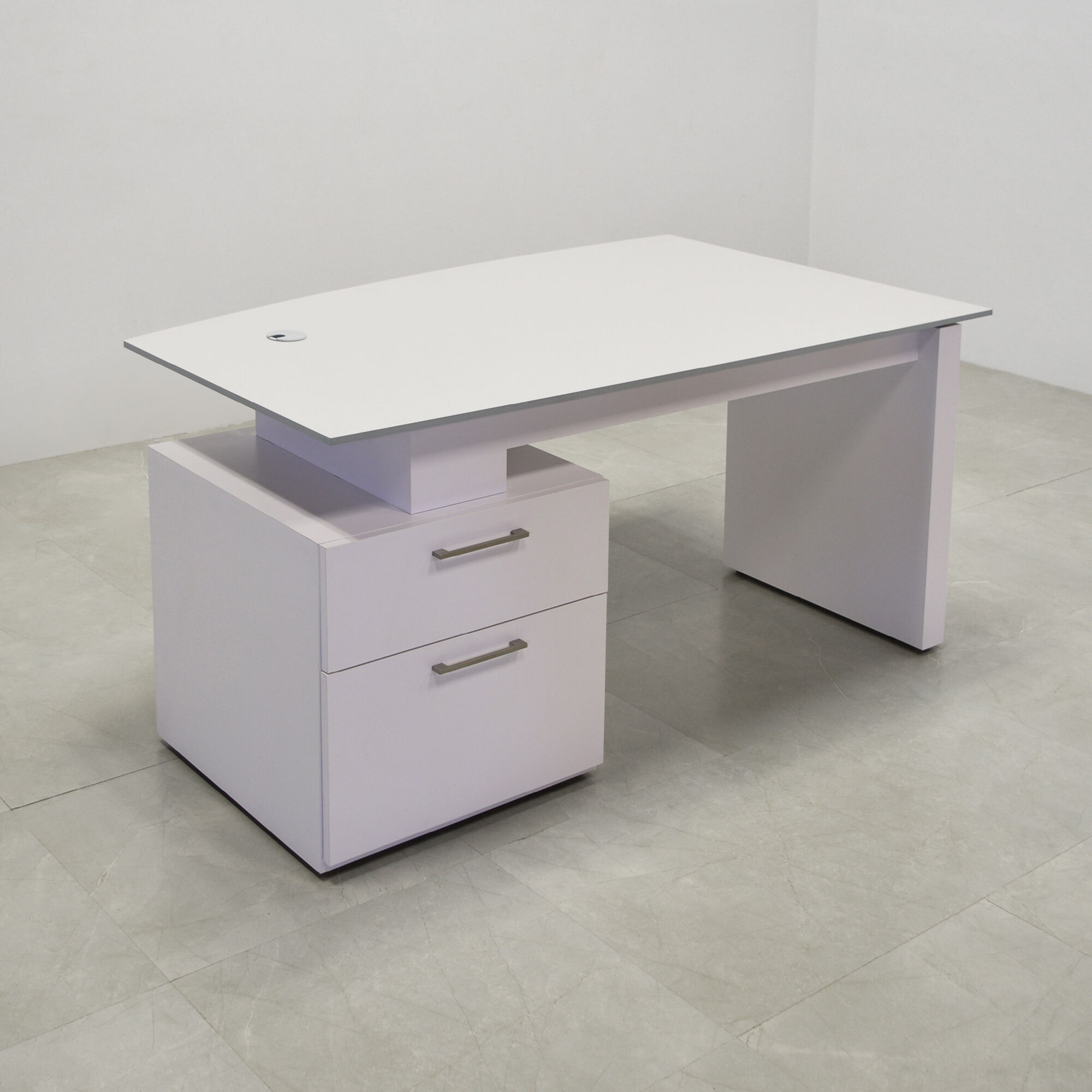Avenue Curved Executive Desk in Gray Engineered Surface Top - 68 In. - Stock #51