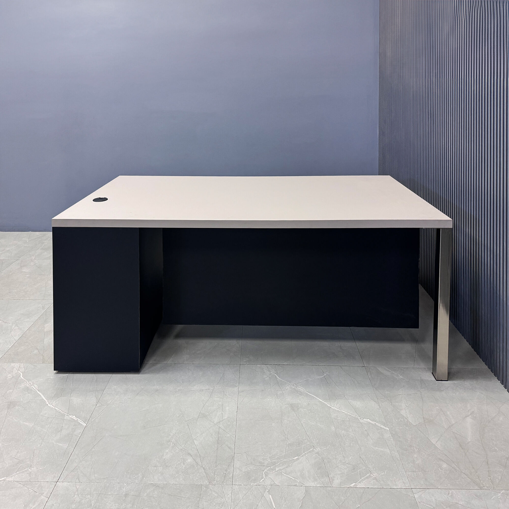 Dallas Straight Executive Desk W/ Cabinet in Beige PVC Top - 72 In. - Stock #46