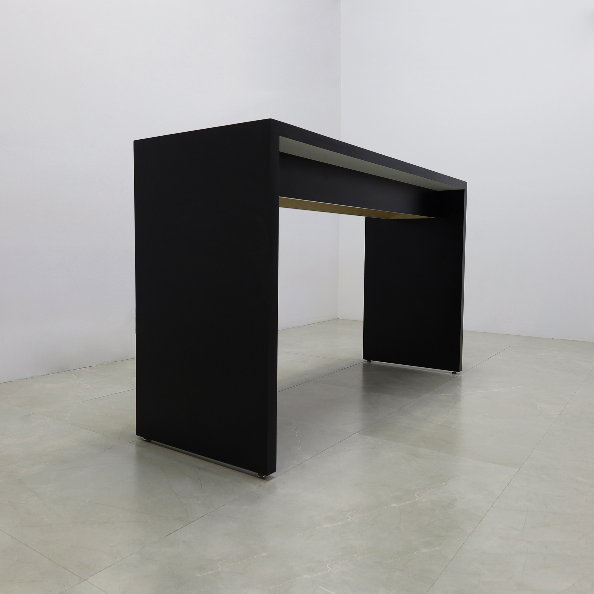 Ahville Laminate Bar Table in black traceless laminate finish shown here.
