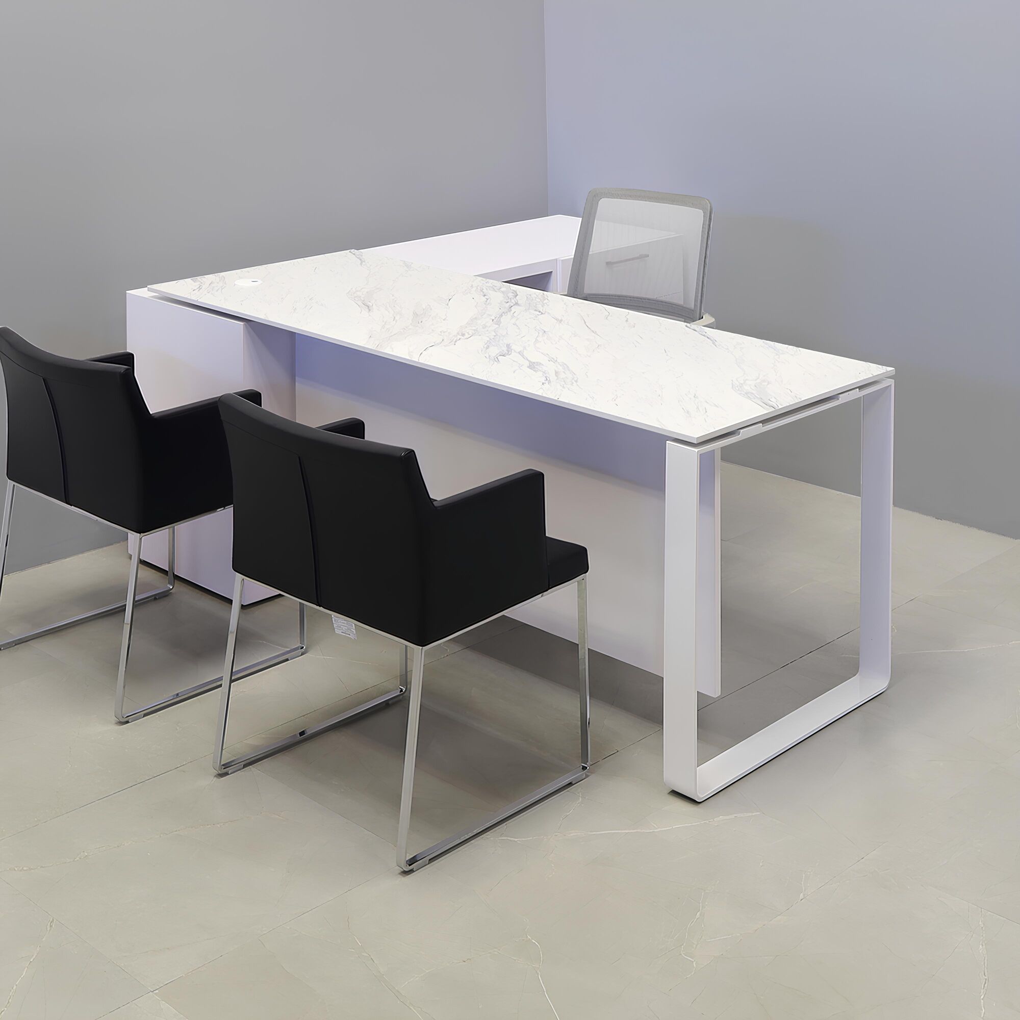 Aspen Executive Desk With Credenza and Engineered Surface Top