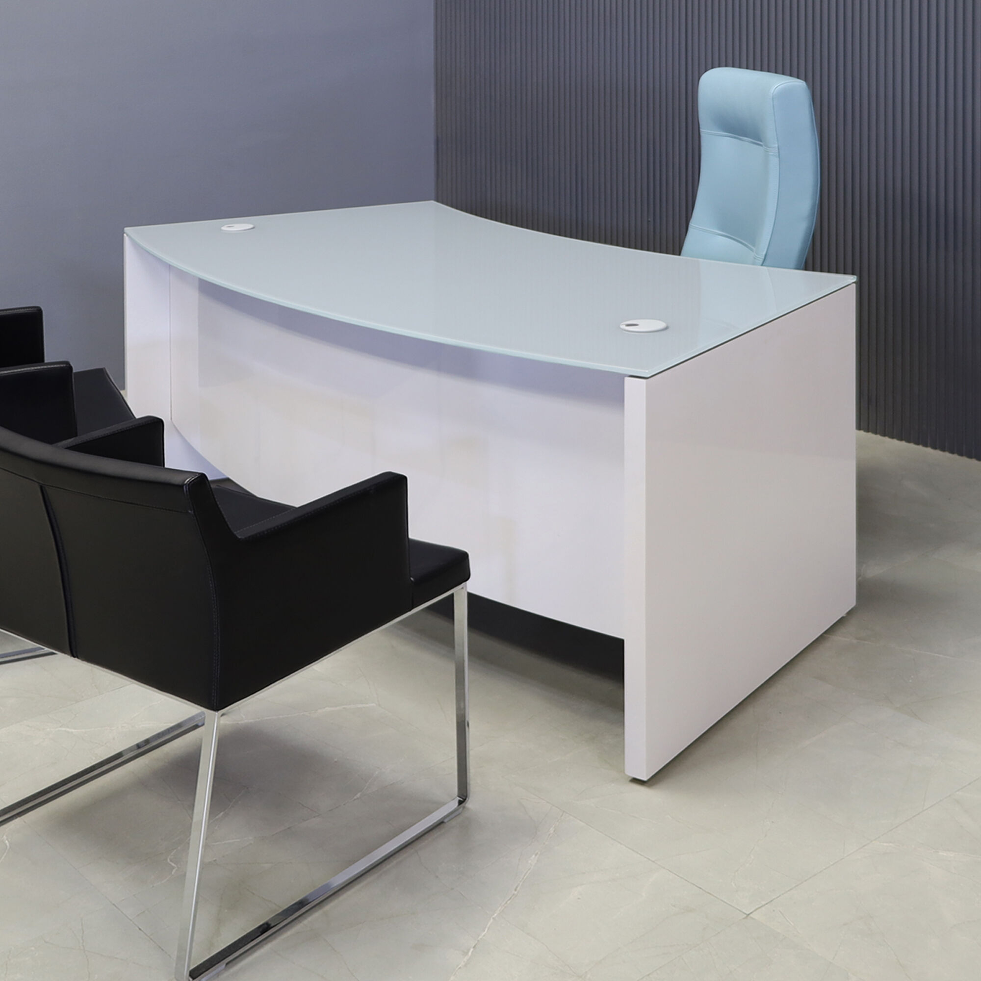 Seattle Curved Executive Desk with Tempered Glass Top