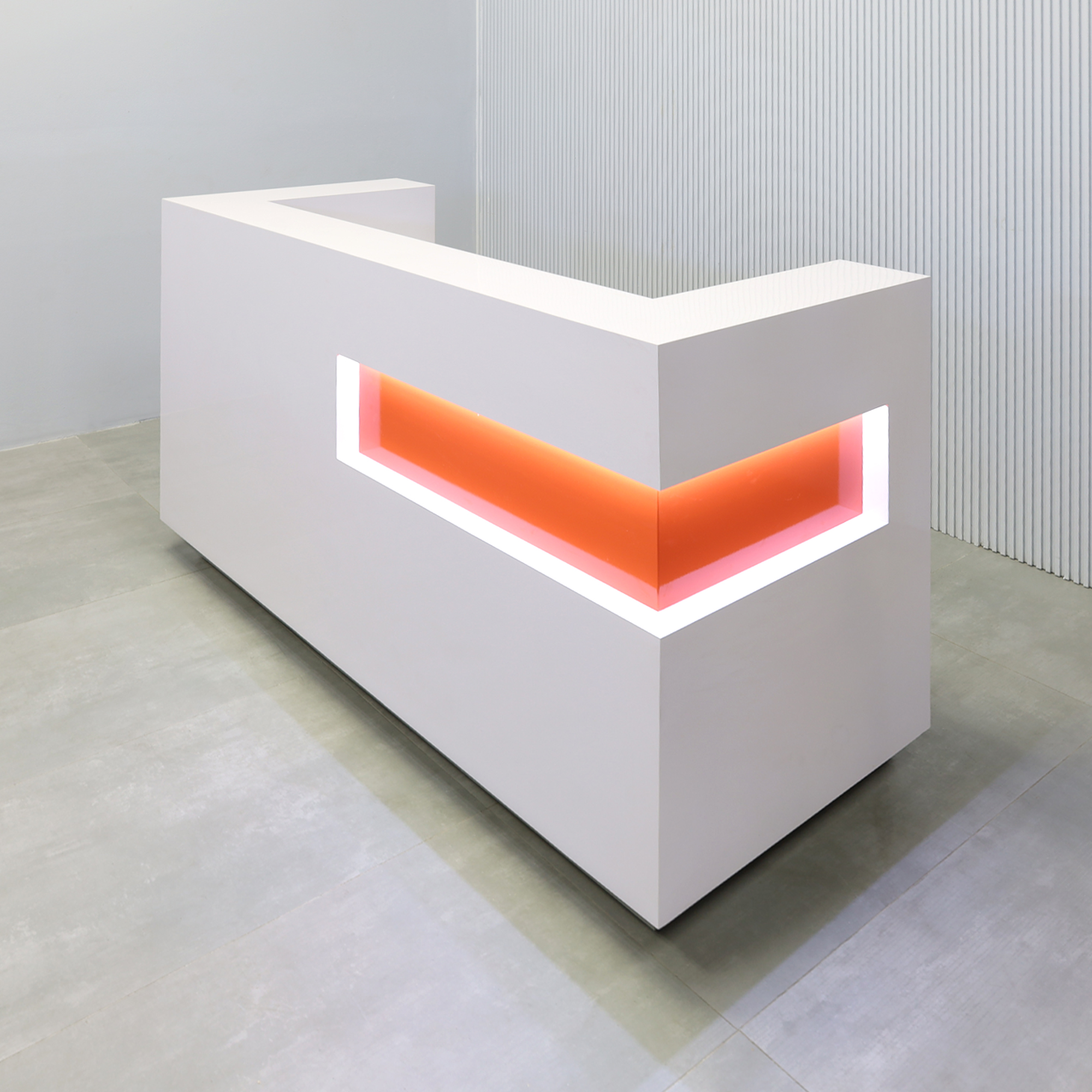 Manhattan U-Shape Custom Reception Desk with White Gloss Laminate Desk - 72 In. - Stock #311