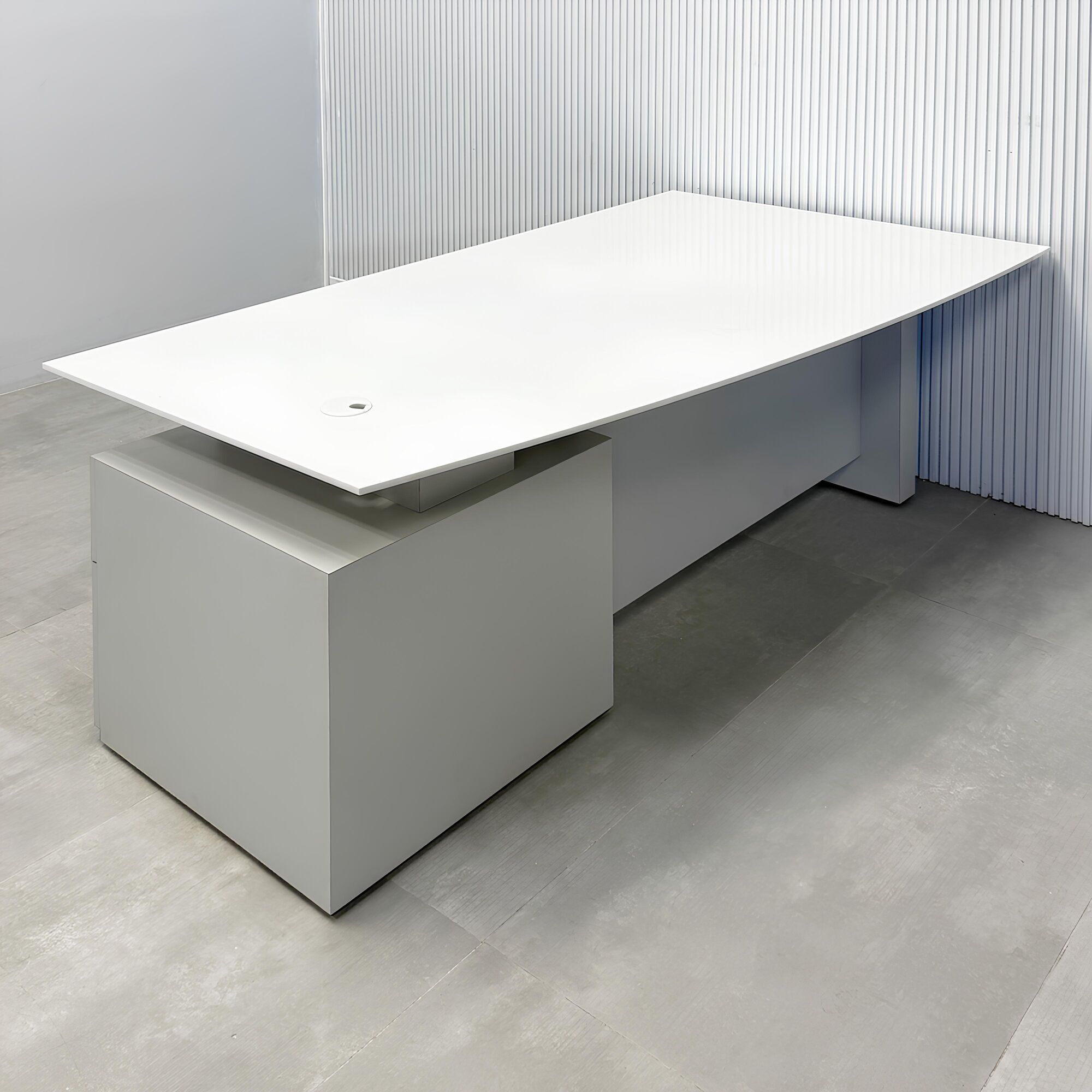 Avenue Curved Executive Desk with White Solid Engineered Suface - 72 In. - Stock #64