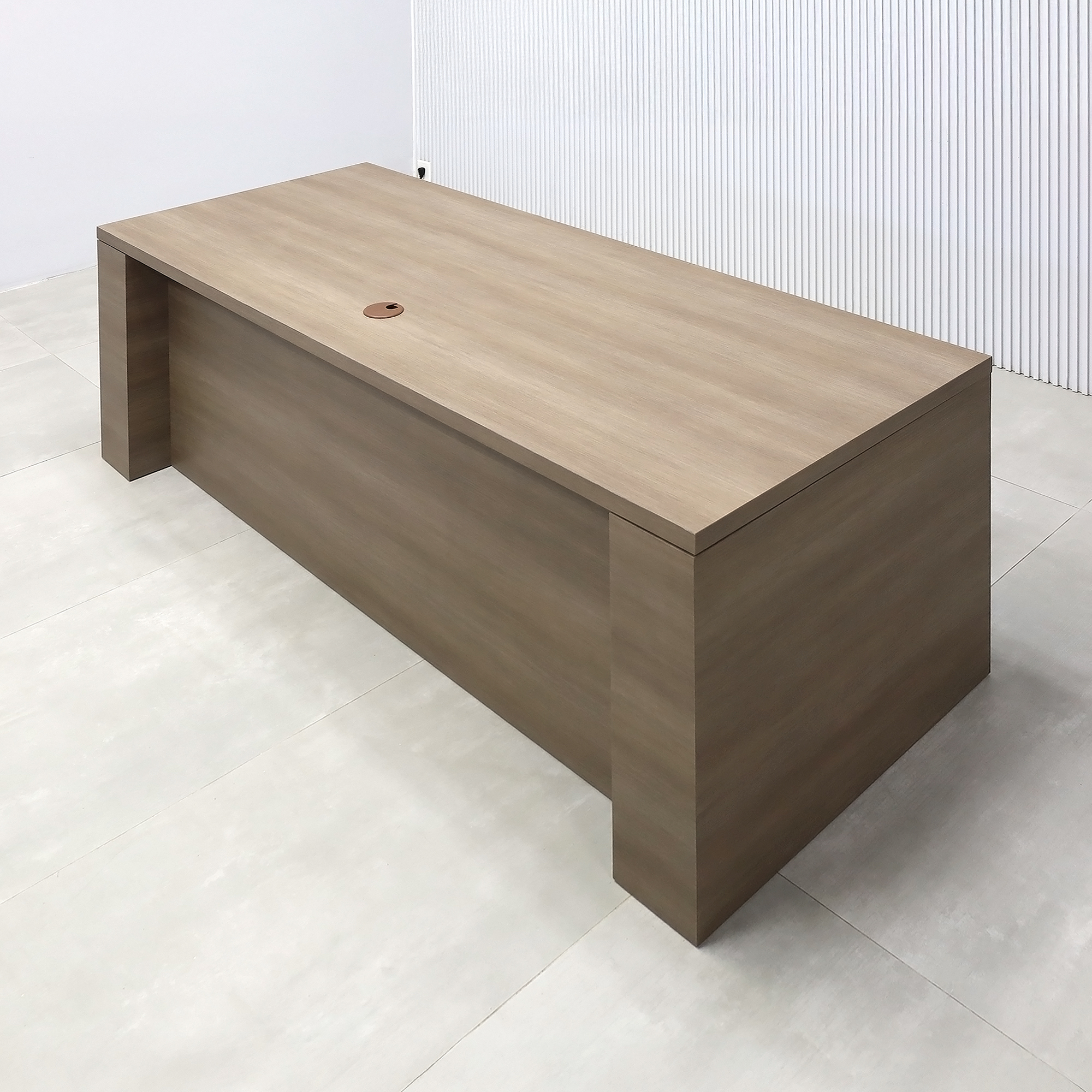 72-inch Denver Straight Laminate Executive Desk with Sit-Stand Mechanism with (Wilsonart Phantom Cocoa 8213K-28 special swatch by request) laminate finish.