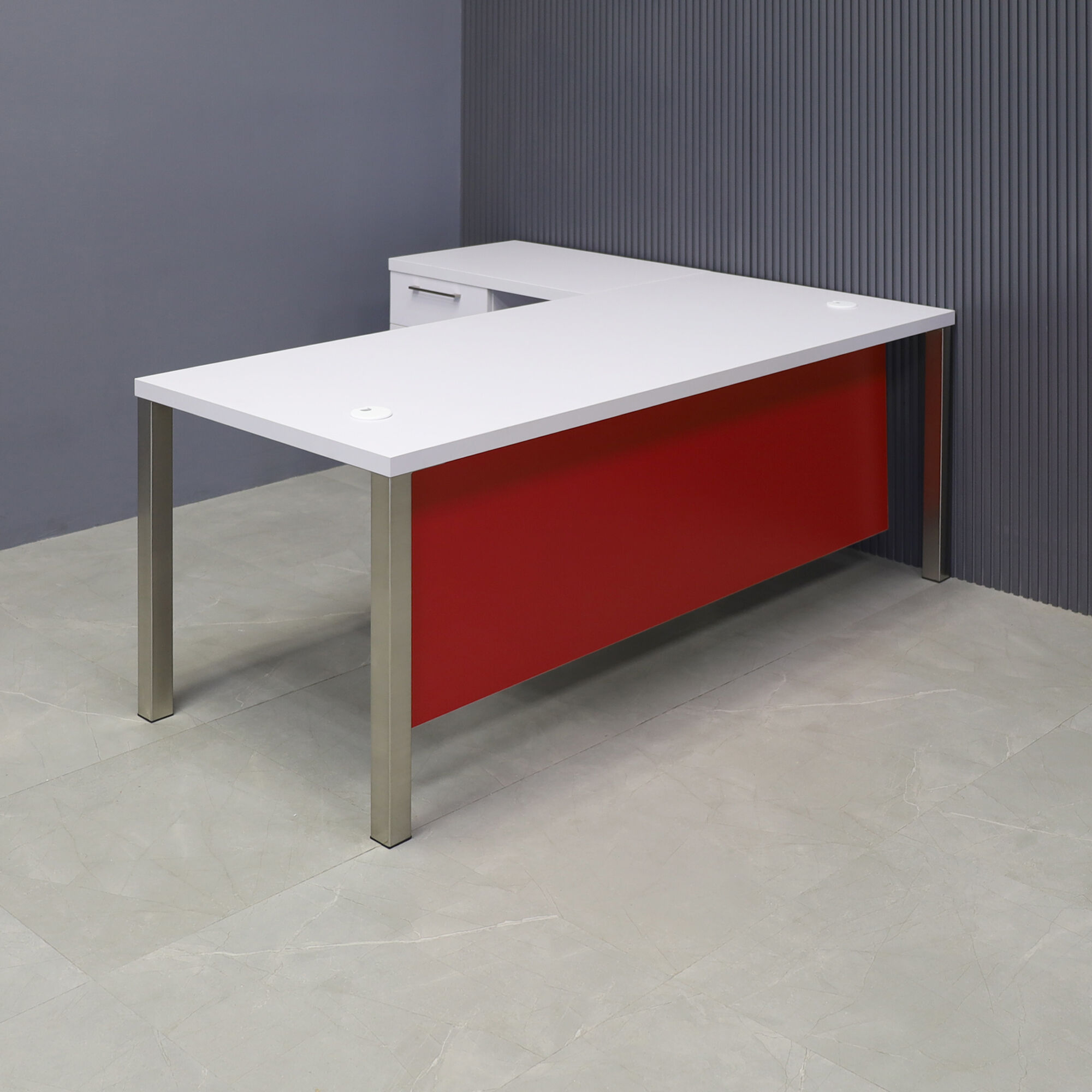 Dallas L-Shape Executive Desk With Cabinet and Laminate Top