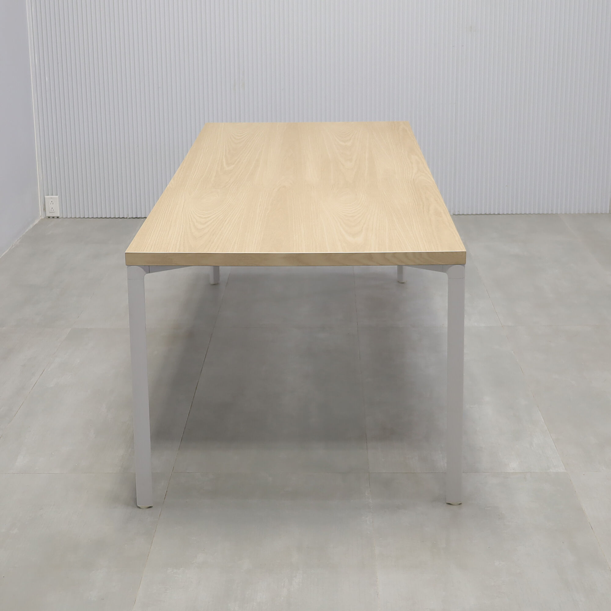 78-inches Newton Rectangular Conference Table X5 Base with natural ash PVC matte laminate top and white X5 base.