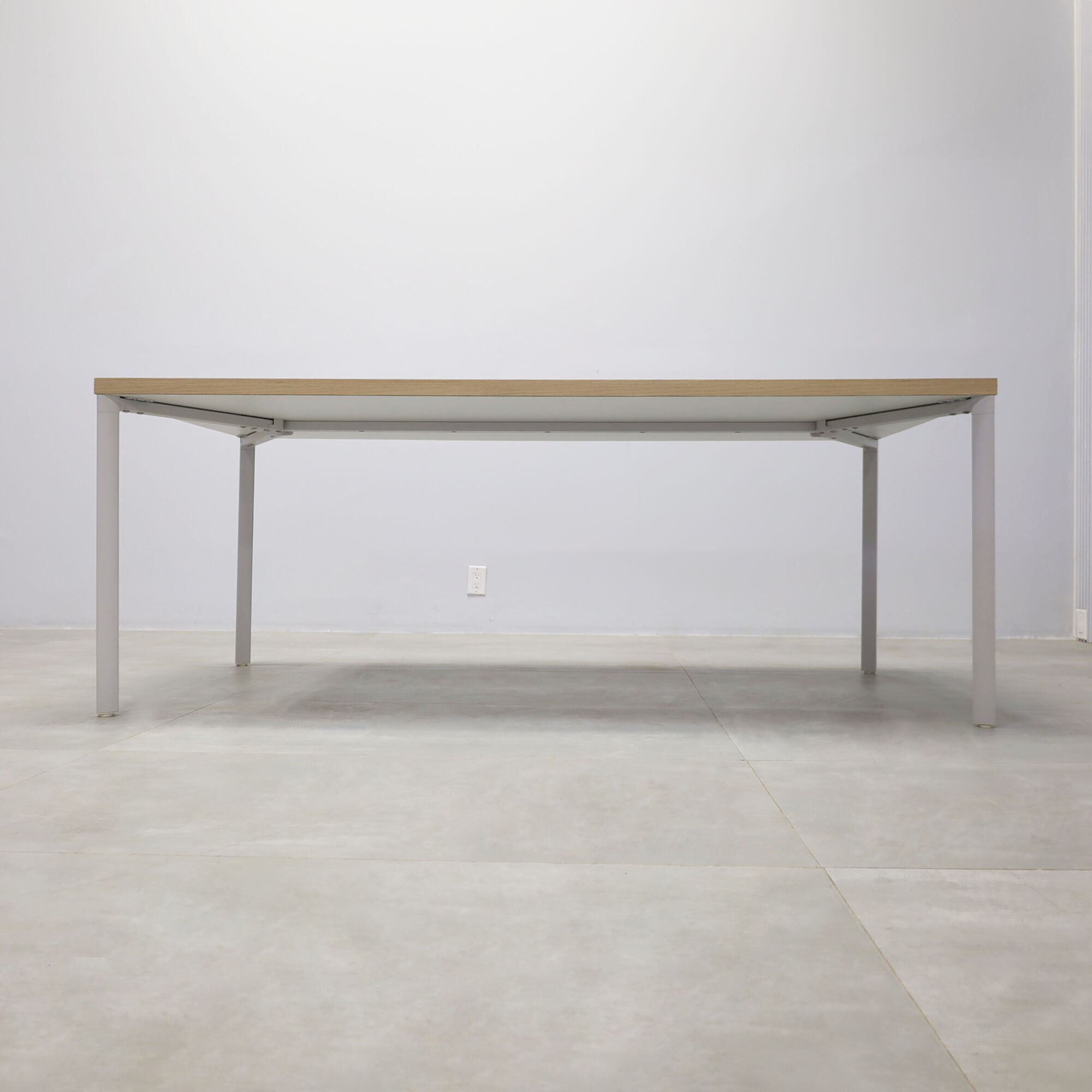 78-inches Newton Rectangular Conference Table X5 Base with natural ash PVC matte laminate top and white X5 base.