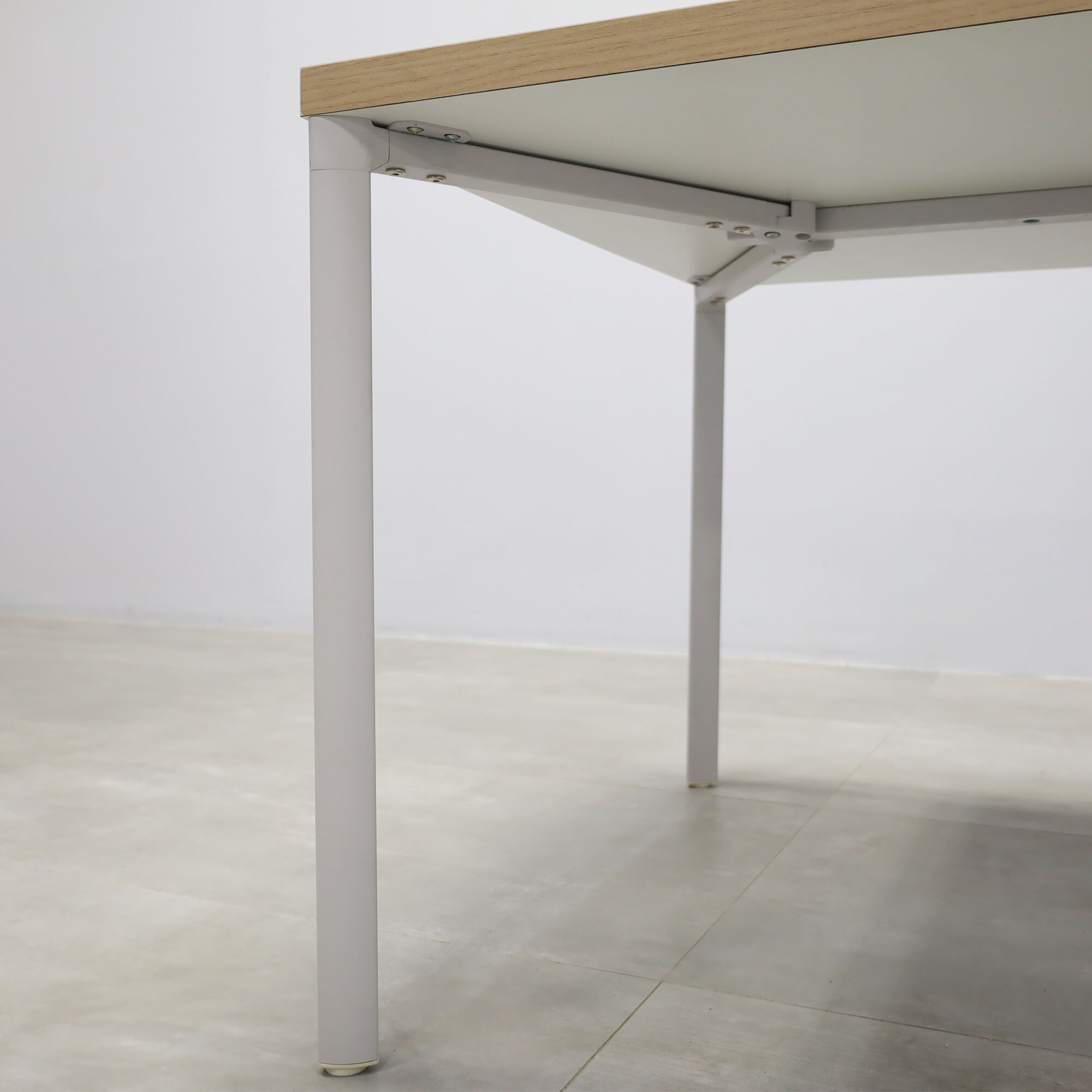 78-inches Newton Rectangular Conference Table X5 Base with natural ash PVC matte laminate top and white X5 base.
