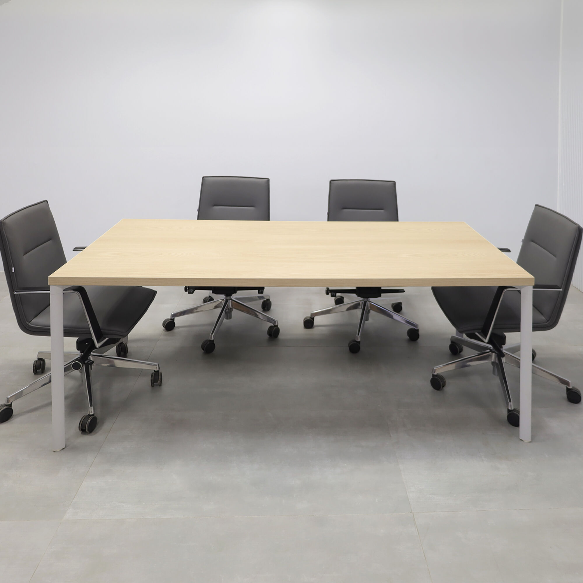 78-inches Newton Rectangular Conference Table X5 Base with natural ash PVC matte laminate top and white X5 base.