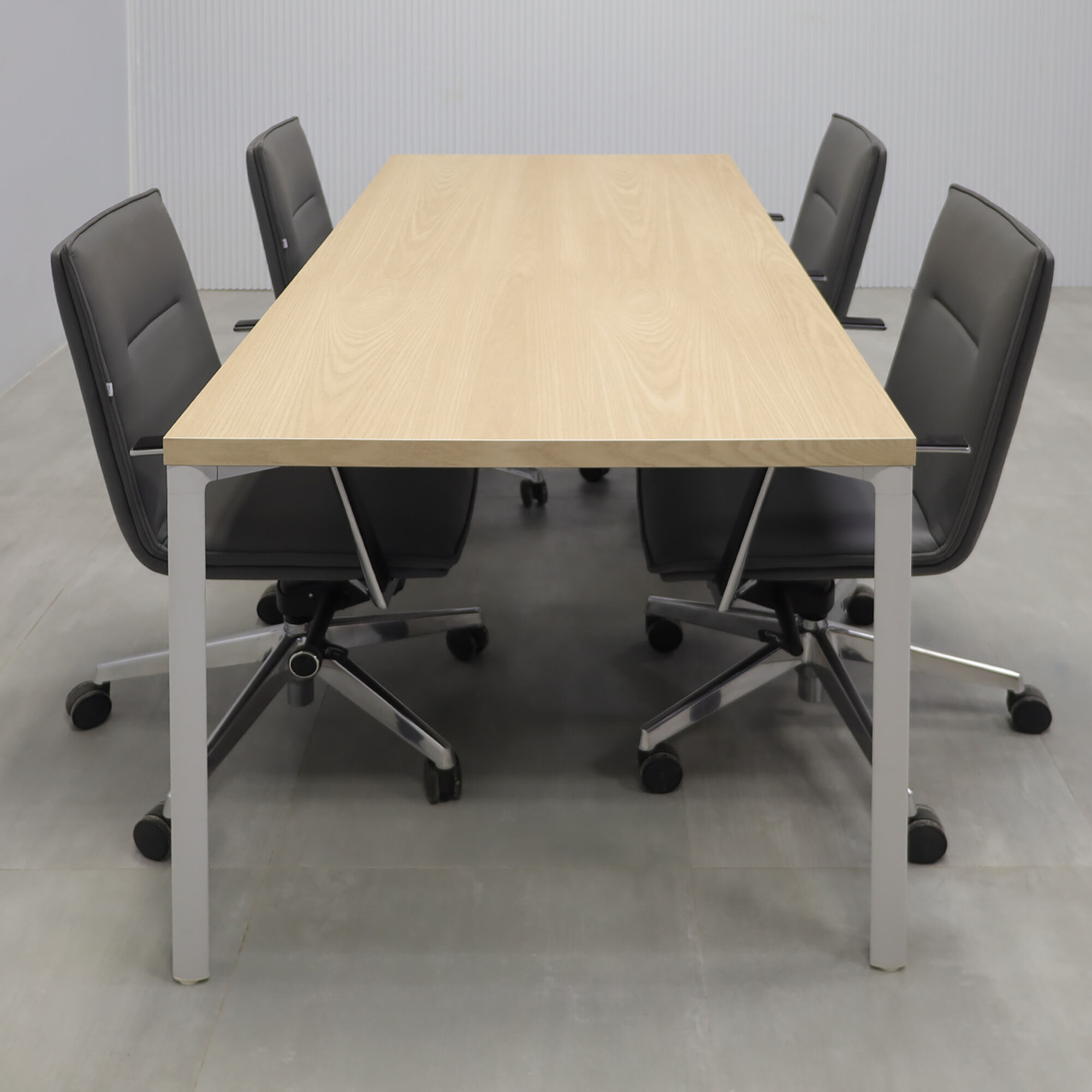 78-inches Newton Rectangular Conference Table X5 Base with natural ash PVC matte laminate top and white X5 base.