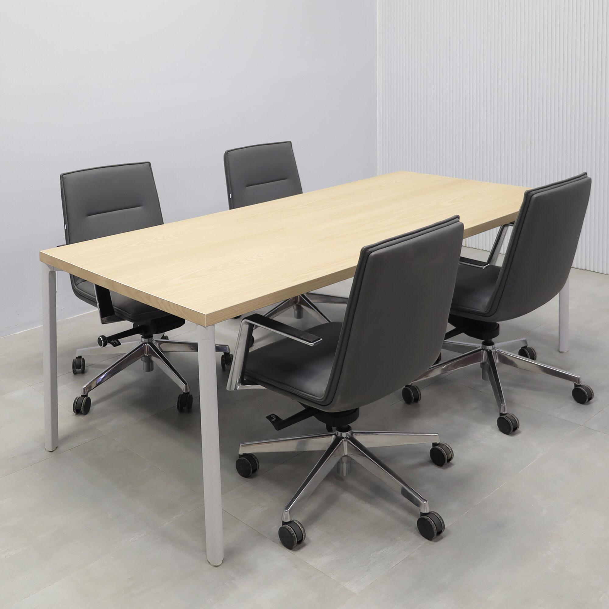 Newton Rectangular Conference Table X5 Base with Natural Ash PVC Matte Laminate  - 78 In. - Stock #151