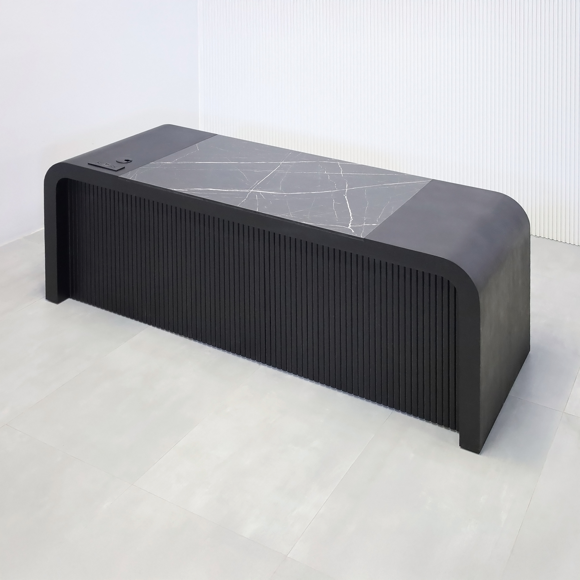Milano Executive Desk with Black Cinder Matte Laminate Desk - 84 In. - Stock #73