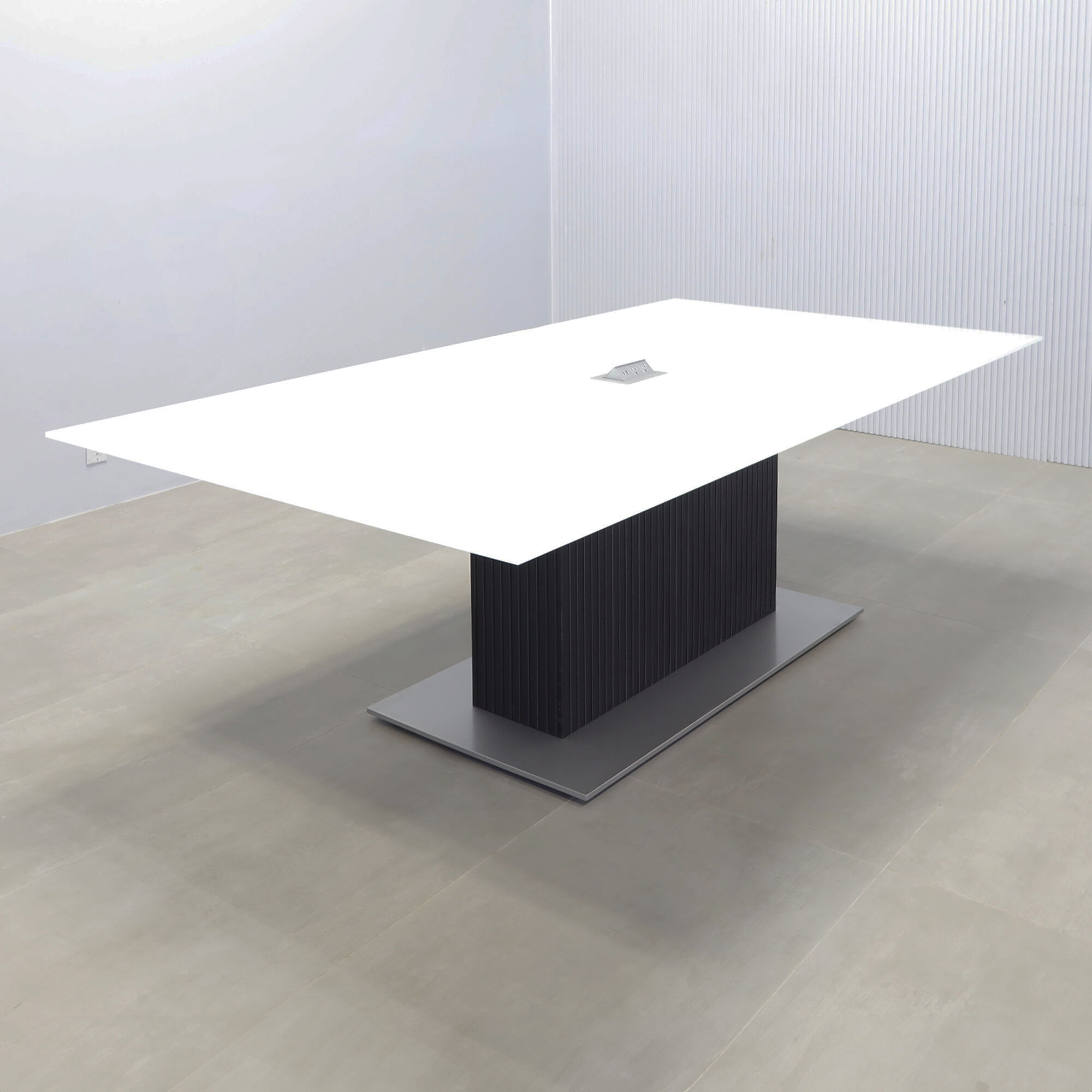 Omaha Rectangular Conference Table in White Tempered Glass Top - 90 In. - Stock #135