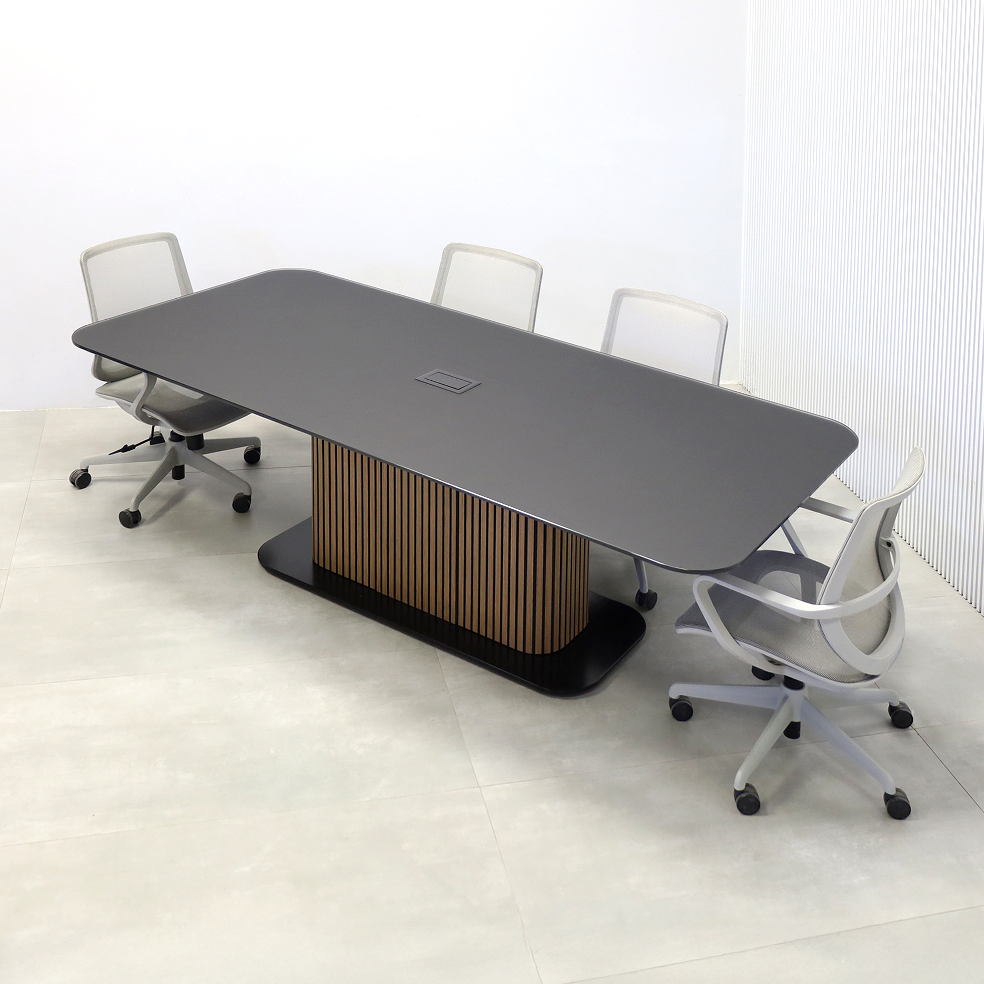Omaha Racetrack Conference Table with Tempered Glass Top and X3 Base