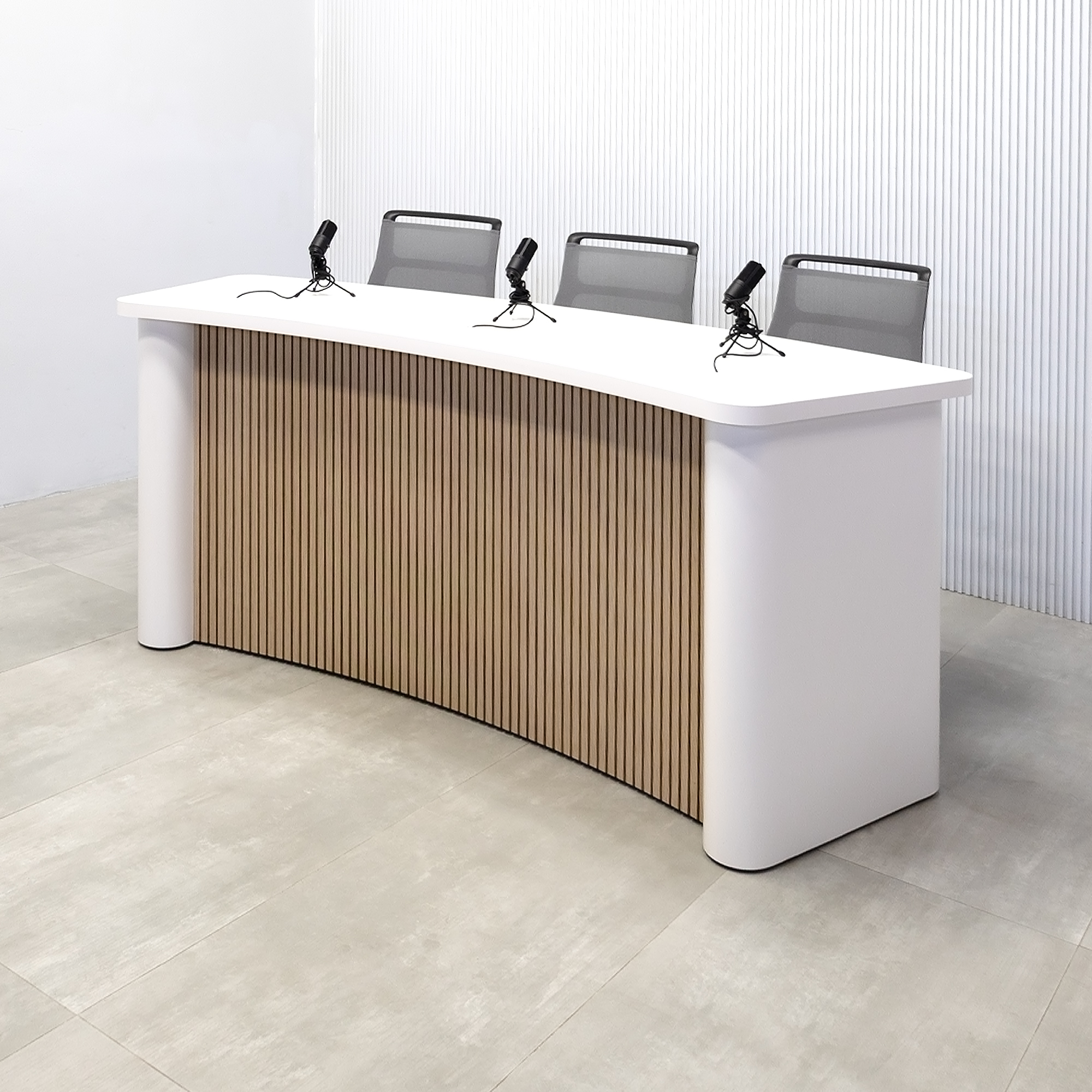 Moab Podcast Table with Dover Off-White Matte Laminate Top - 90 In. - Stock #34