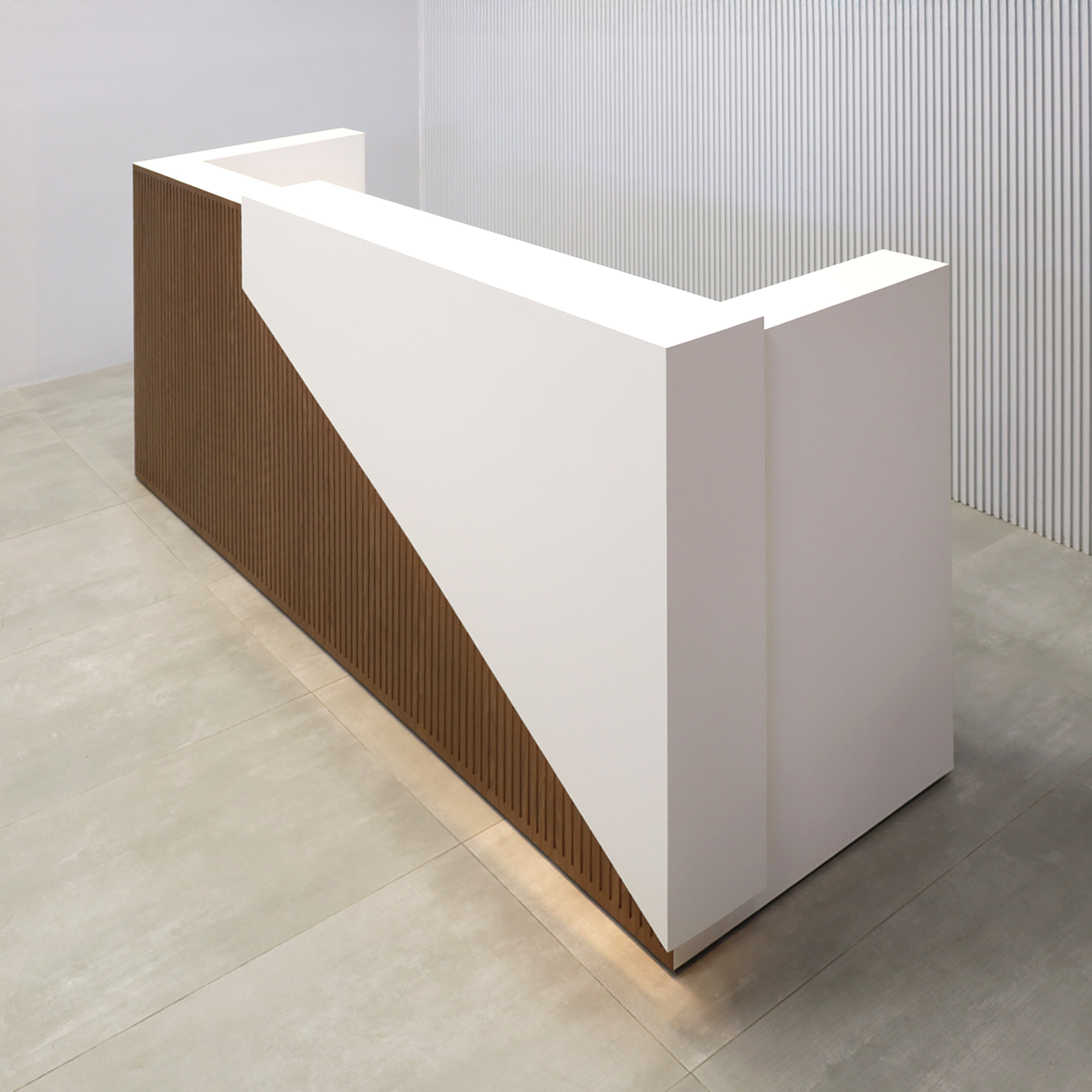 Miami Reception Desk with Dover Off-White Matte Laminate Desk - 96 In. - Stock #325