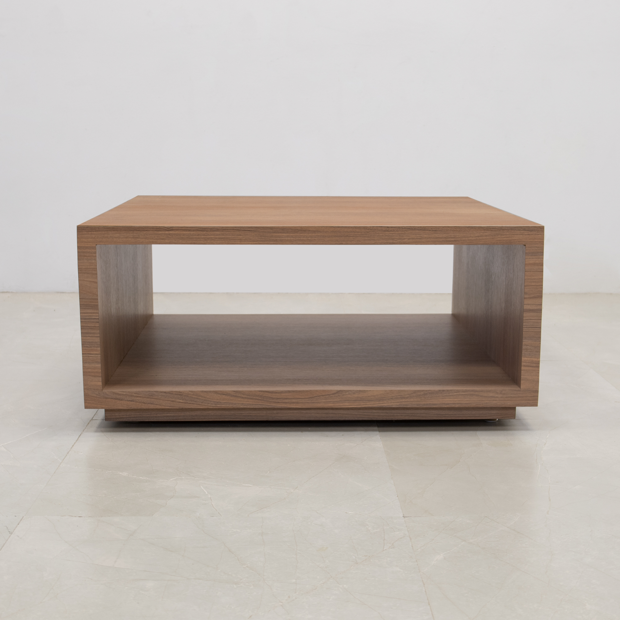 Albany Square Lobby Table in walnut heights laminate finish shown here.