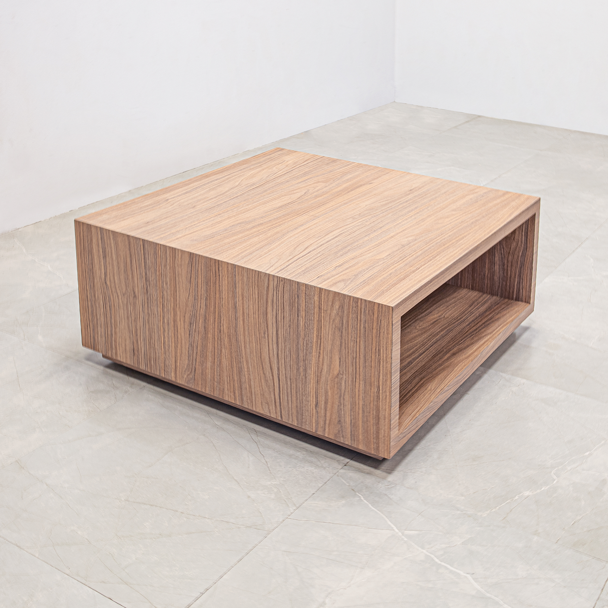 Albany Square Lobby Table in walnut heights laminate finish shown here.