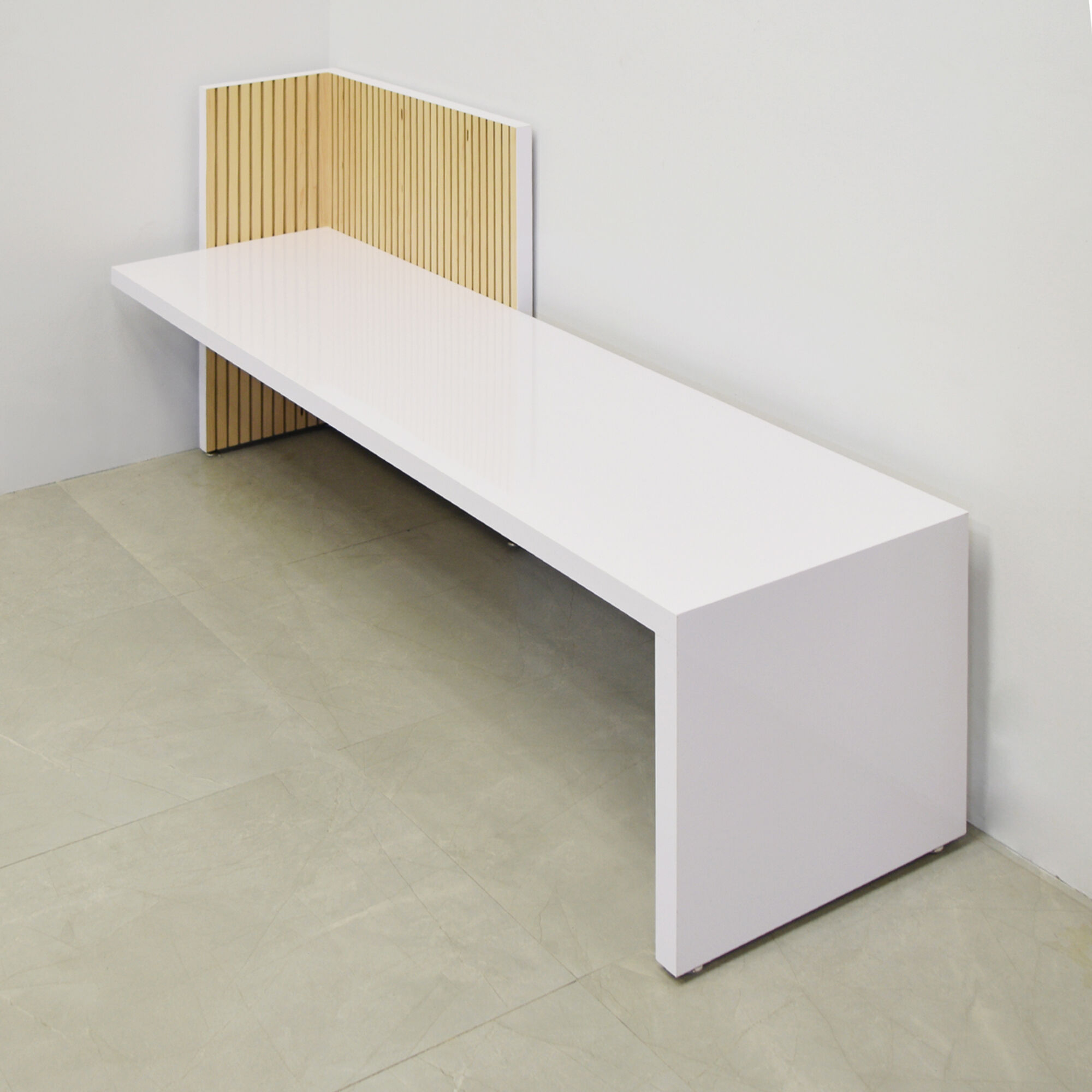 aXis Bench in White Gloss Laminate Finish - 72 In. - Stock #18
