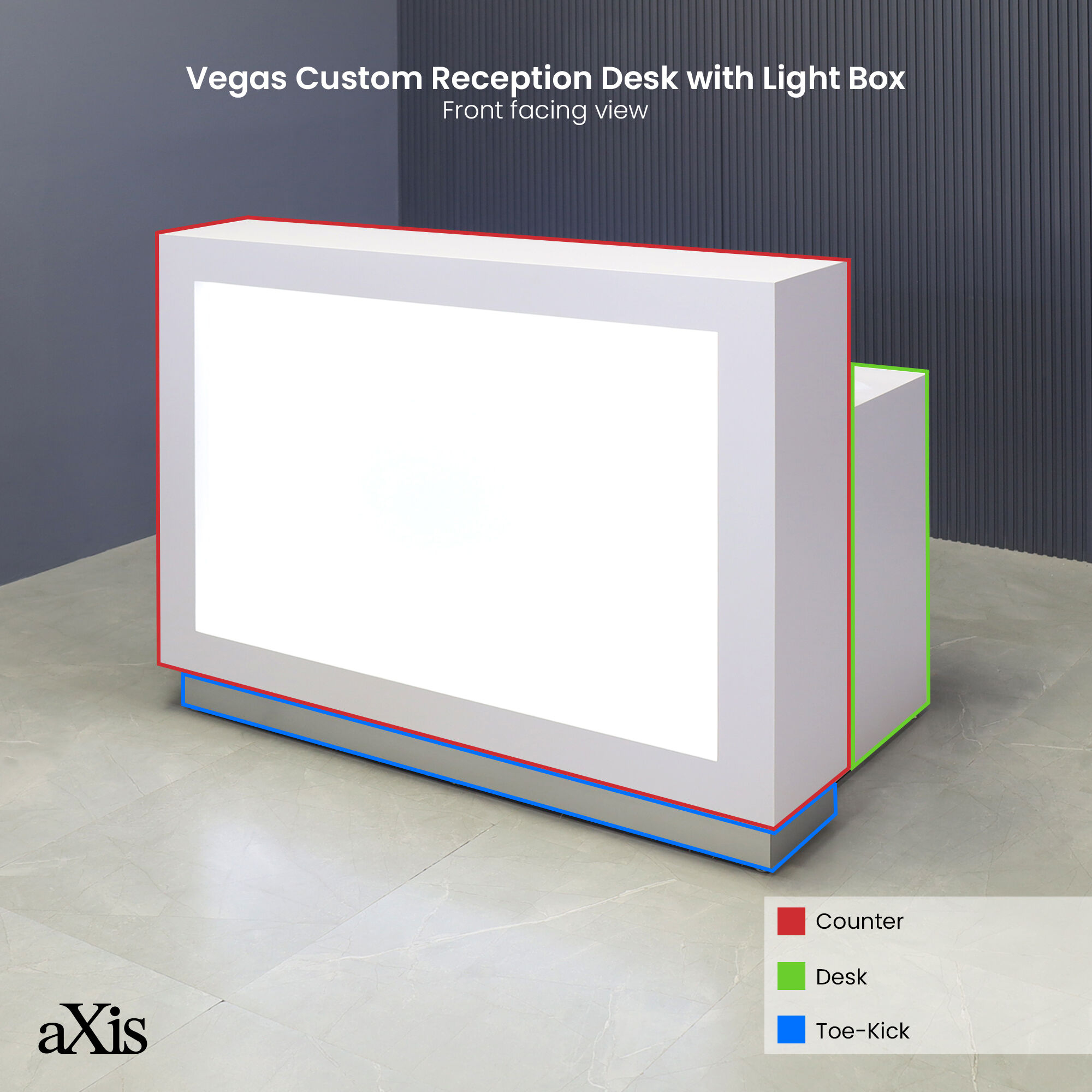 Vegas Custom Reception Desk with Light Box
