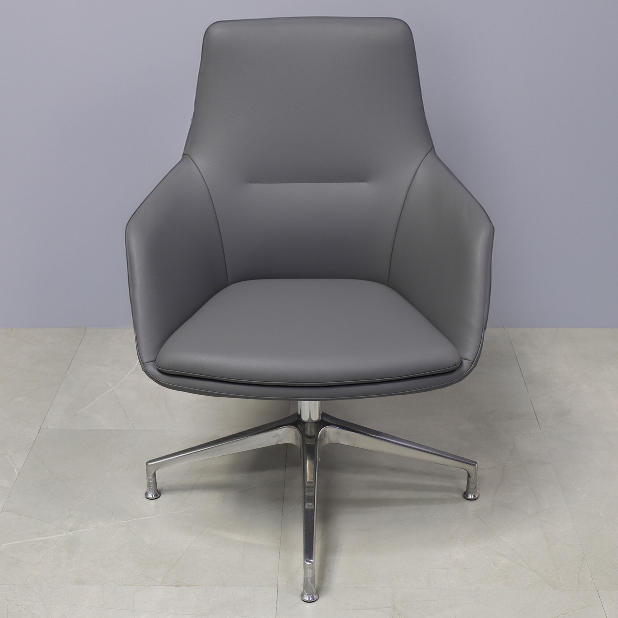 Silla Guest and Lobby Chair in gray leatherette, shown here.