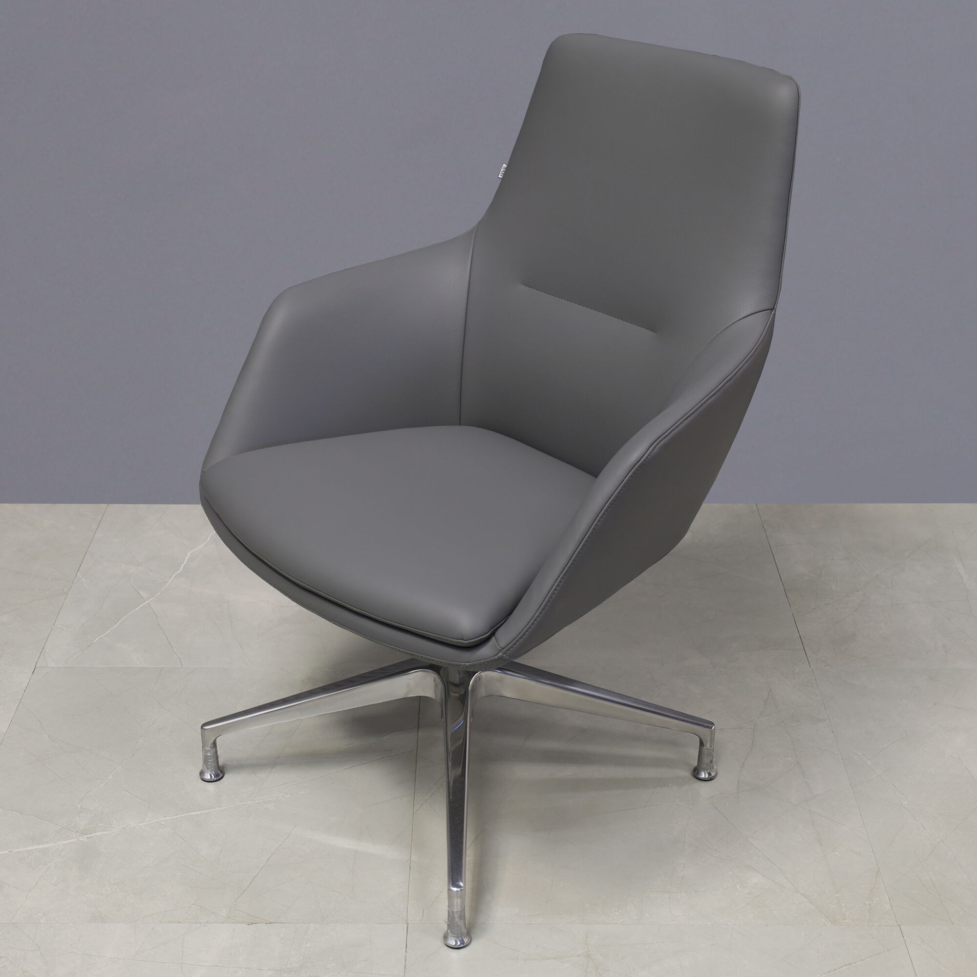 Silla Guest and Lobby Chair in gray leatherette, shown here.